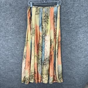Newport News Skirt Women 10 Beige Floral Maxi Long Zipper High Rise Casual